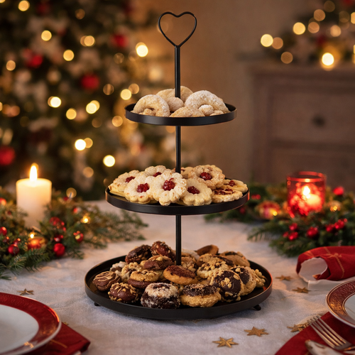 Metall-Etagere, 3 Etagen, 30 × 30 × 48 cm, schwarz