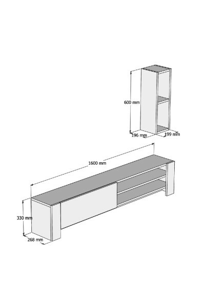 Naz Walnut TV-asztal polccal