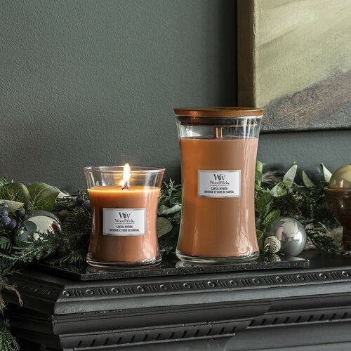Lumânare parfumată vază mare WoodWick SantalMyrrh, 609 g