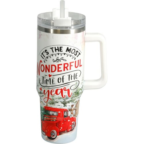 Cană termică de Crăciun Merry Christmas 1,2 l,albă