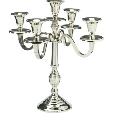 Металевий свічник 5-свічковий 29x29x30 см, колір срібний, декор 2