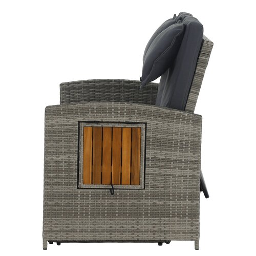 Sofa ogrodowa rattanowa MALORY, szary/naturalny