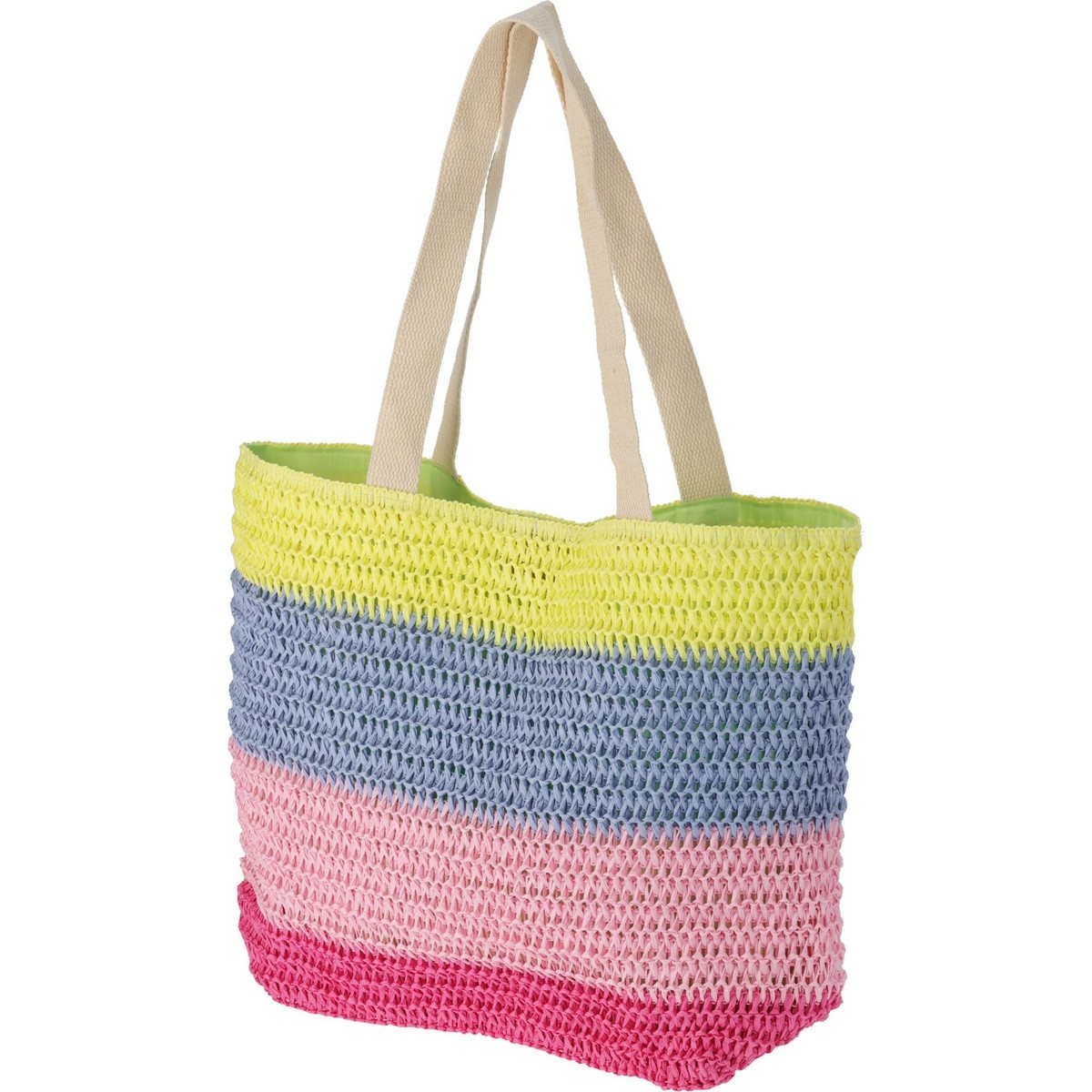 Torba plażowa w paski 47 x 15 x 38 cm, zielona