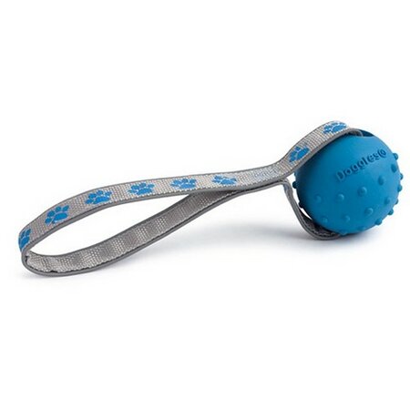 Vrhací a přetahovací míček REBEL DOG, modrý, 20 x 6 cm