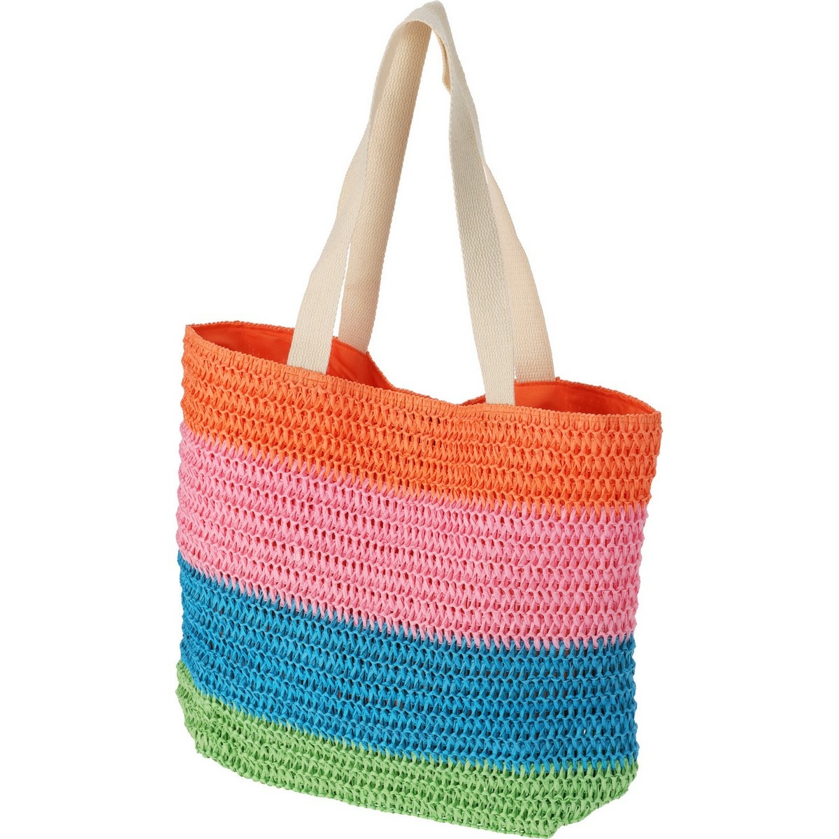Torba plażowa w paski 47 x 15 x 38 cm,pomarańczowa