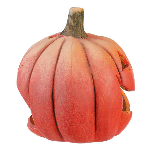 Svečnik izrezana buča oranžna, terakota, pr. 26 cm