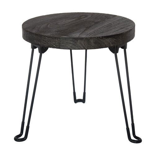Składany stolik Pavlovnie, szare drewno, śr. 35  cm