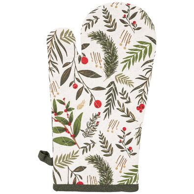 Home Elements Kitchen Topfhandschuh mit Magnet Rote Mistel, 18 x 32 cm