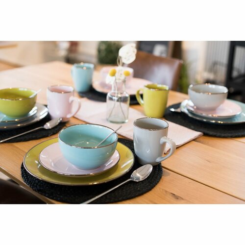 Bol de supă Mäser Metallic RIM Green, 18,6 cm, 6 buc.