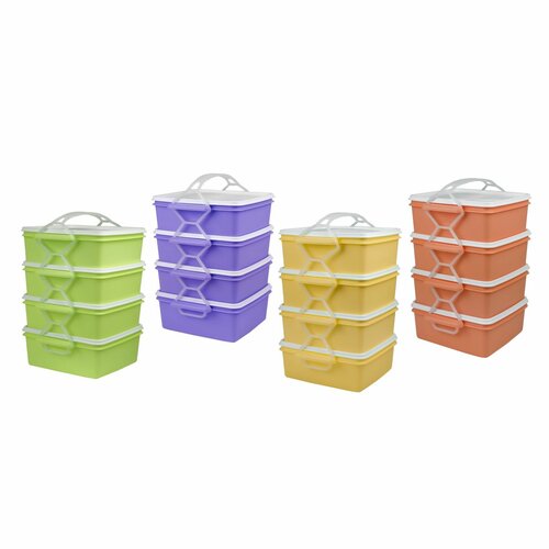 Plastični nosilec hrane QUATRO 4 x 1,2 l, 17 x 15 x 25 cm