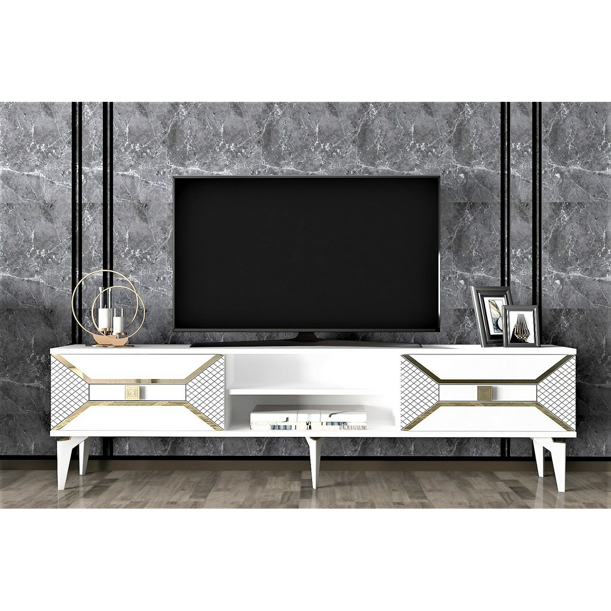 Televízny stolík Yumedi White and Gold