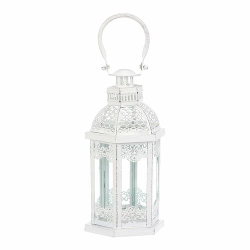 Set de 3 felinare metalice Magnificenza, albe