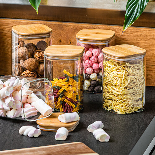 4Home Vorratsdose aus Glas mit Deckel Bamboo,950 ml
