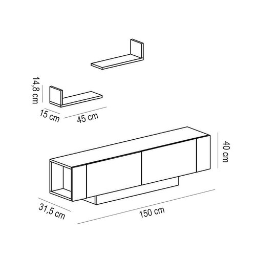 TV-Lowboard Ekol White