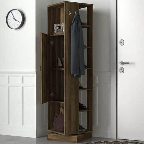 Wieszak obrotowy z lustrem Roll Walnut