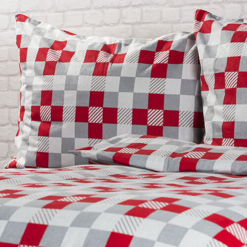 Lenjerie pat 2 pers. 4Home Checker, flanel, 220 x 200 cm, 2x 70 x 90 cm