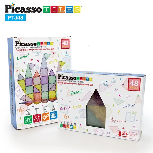 PicassoTiles stavebnice 48 dílků Magnetické bloky, glitrované