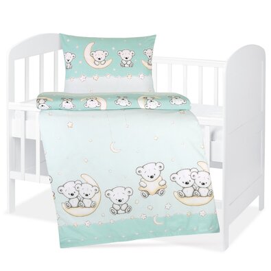 Lenjerie de pat pentru pătuț Bellatex AgataBear mint, 90 x 135 cm, 45 x 60 cm