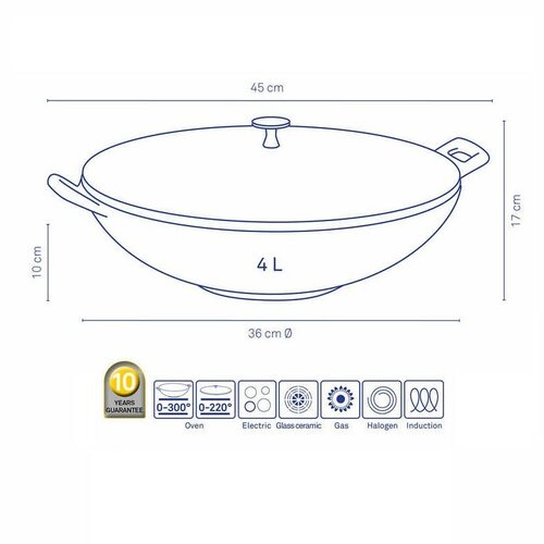 Kela Wok s pokrievkou liatinový CALIDO, 36 cm
