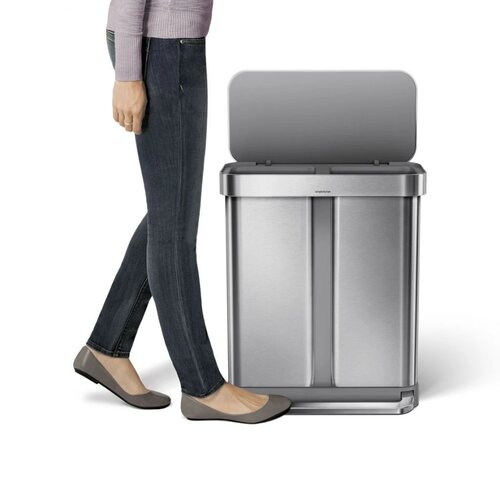 Simplehuman Pedálový odpadkový kôš na triedený odpad, 58 l, kefovaná oceľ, FPP