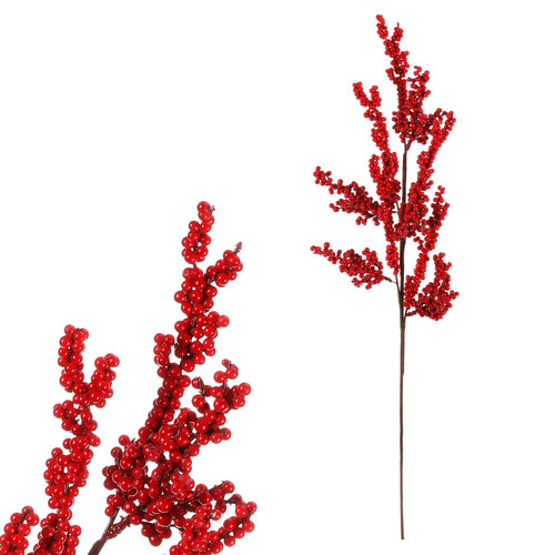 Zestaw sztucznych gałązek Czerwone drobne jagody, 2 szt., 70 cm