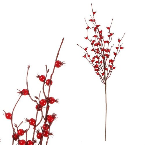 Súprava umelých vetvičiek Červené bubule, 2 ks, 70 cm