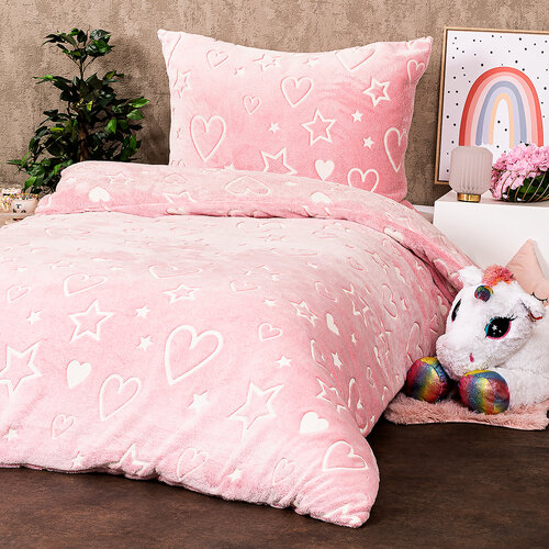 4Home Świecąca pościel mikroflanela Heart, 140 x 200 cm, 70 x 90 cm