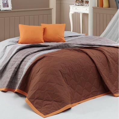 BedTex Narzuta na łóżko Spencer brązowy, 220 x 240 cm, 2x 40 x 40 cm
