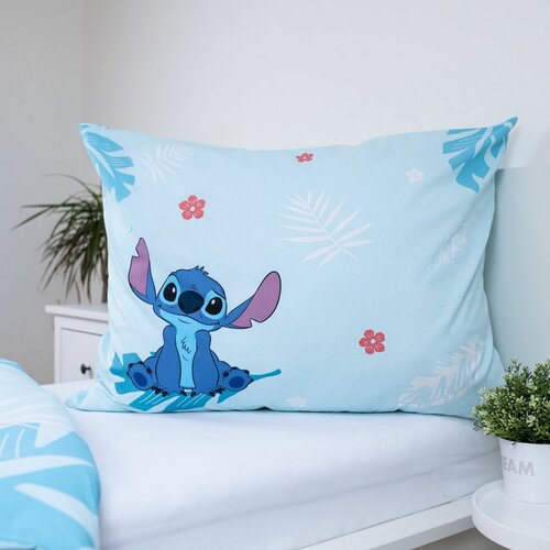 Jerry Fabrics Lenjerie de pat din bumbac Lilo and Stitch Blue, 140 x 200 cm, 70 x 90 cm
