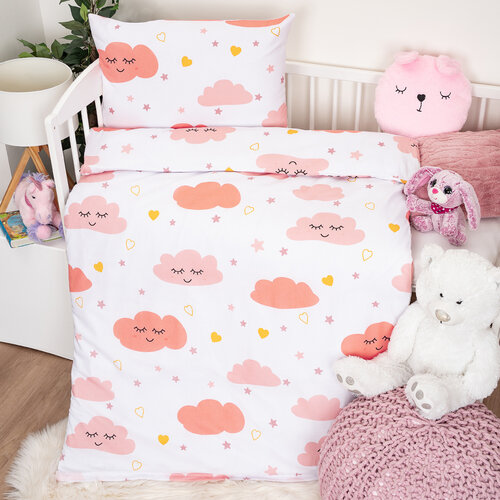 4Home Kinderbettlaken aus Baumwolle Pink Clouds, 100 x 135 cm, 40 x 60 cm