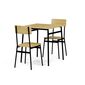 Set de masă Industrial cu 2 scaune, 70 x 70 x 76cm, stejar sălbatic