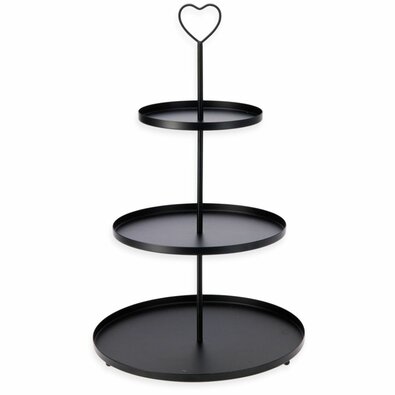 Suport metalic cu 3 etaje, 30 × 30 × 48 cm, negru