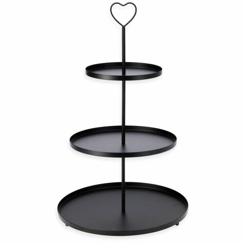 Suport metalic cu 3 etaje, 30 × 30 × 48 cm, negru