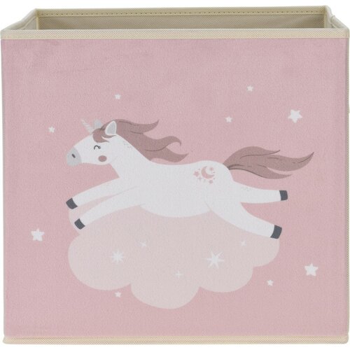 Otroški tekstilni zaboj Unicorn dream roza, 32 x32 x 30 cm
