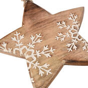 4Home Dekoration aus Mangoholz „Snowflake Star“, 20 cm