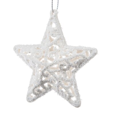 Ornament de Crăciun Carlita Star alb, 8 x 8 x 1,5cm, plastic