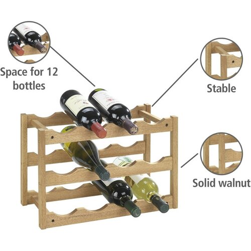 Raf pentru 12 sticle de vin Wenko , lemn masiv nuc