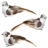 Птах з кліпсою біло-коричневий, 3 шт., 10 x 4 x 4 см