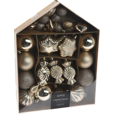 Set de decorațiuni de Crăciun Aur festive, 32 buc