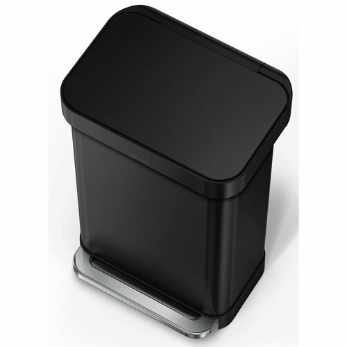 Simplehuman Coș de gunoi dreptunghiular cu pedalăși buzunar pentru saci de 45 l, negru