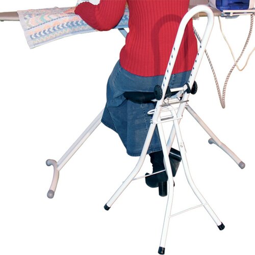 MSV Skladacia stolička na žehlenie nastaviteľná 43 x 62 x 97 cm, biela