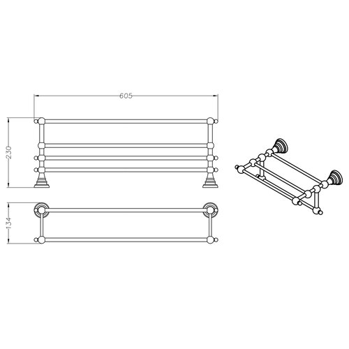 SAPHO 1317-14 Diamond police za brisače z drogom,60 cm, srebrna
