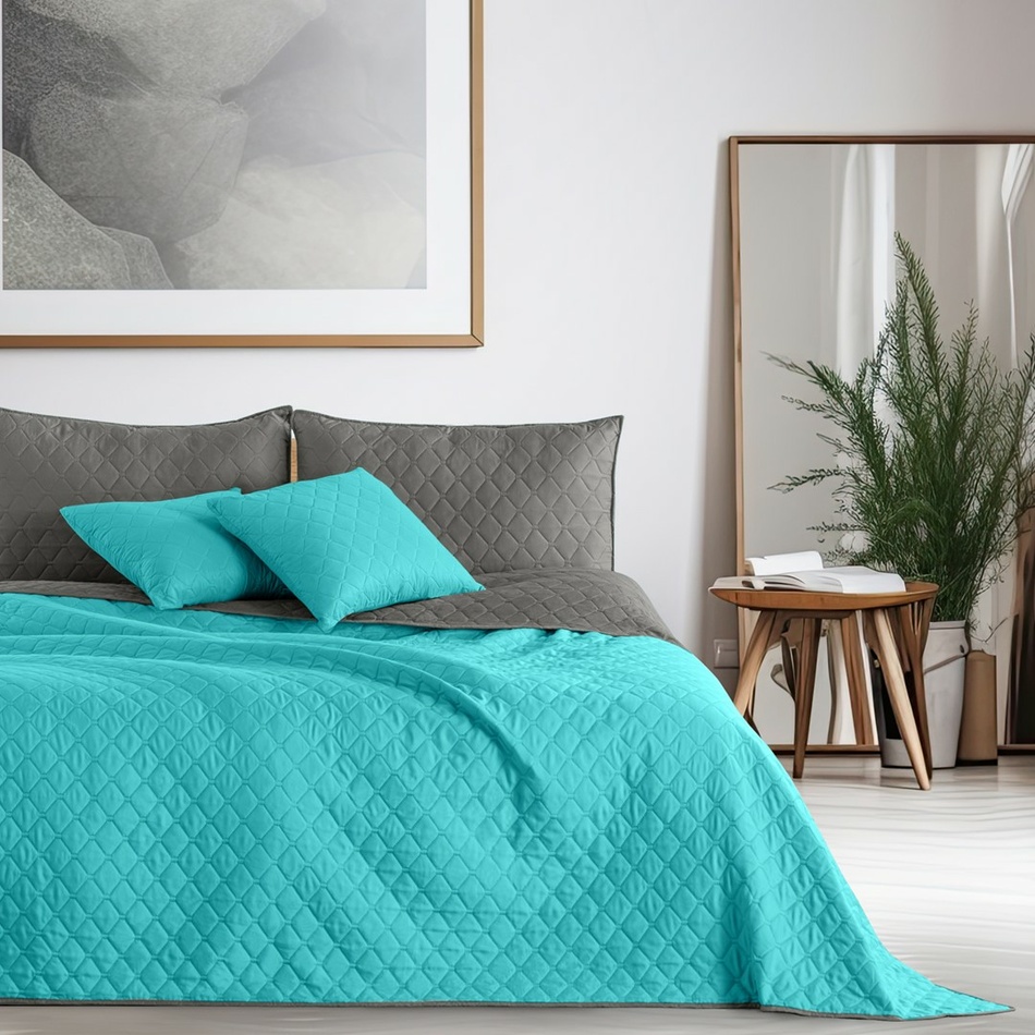 DecoKing Axel ágytakaró szürke, türkiz, 220 x 240cm, türkiz, 220 x 240 cm