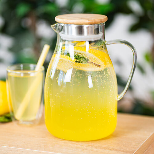 4Home Sklenený džbán s viečkom Bamboo Hot&Cool, 1,7 l