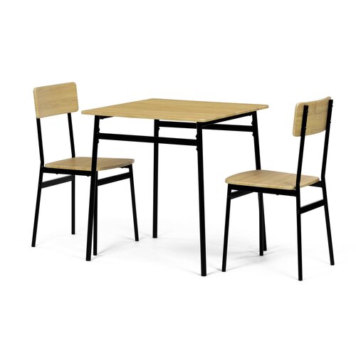 Set de masă Industrial cu 2 scaune, 70 x 70 x 76cm, stejar sălbatic