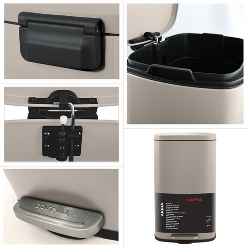 Coș de gunoi cu pedală soft-close Spirella Akira 30 l, gri-maro mat