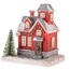 Božična dekoracija Rdeča hiša z LED lučkami, 8 x11,5 cm
