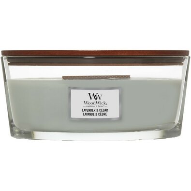 WoodWick Illatosító gyertya hajó Lavender & Cedar, 453 g
