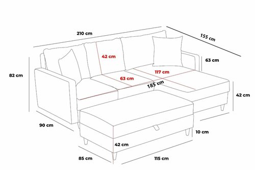 Sofa narożna Eva Lewa Antracyt