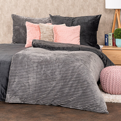 4Home Posteljnina iz mikroflanele Stripe siva, 140 x 200 cm, 70 x 90 cm